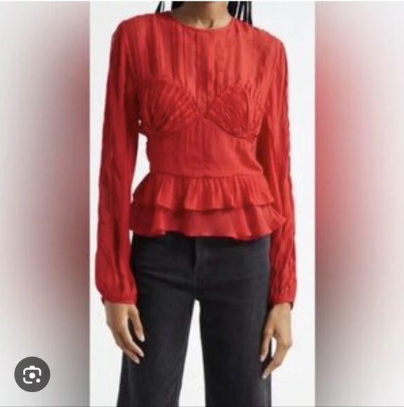 Farm Rio blouse Size M Red Viscose New - Picture 1 of 4